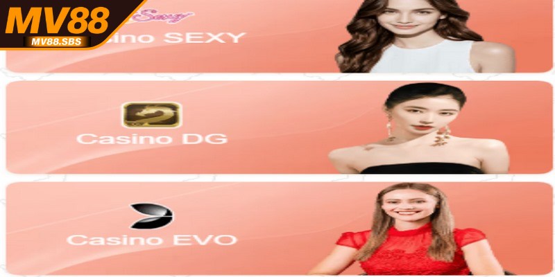 Danh mục các sảnh Casino chất lượng, hút khách tại MV88