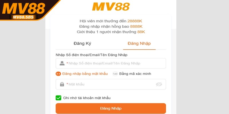 Bạn chỉ có thể đăng nhập MV88 nếu đã sở hữu một tài khoản hợp lệ