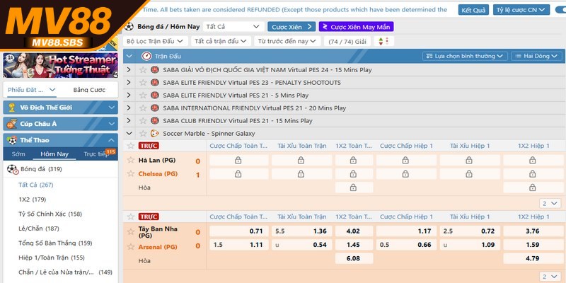 Lý do nhiều bet thủ lựa chọn sảnh thể thao MV88